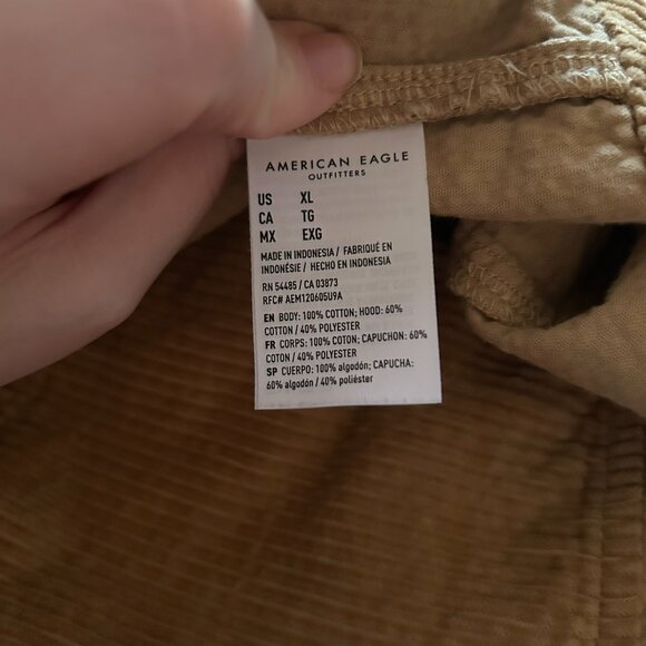 American Eagle Women's Corduroy Hooded Utility Jacket XL - Picture 12 of 16